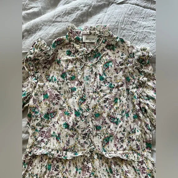 Berenice Paris Floral Ruffle Mini Dress S/M Boho Romantic - Picture 9 of 10